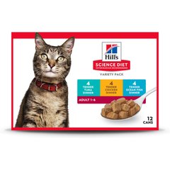 Hill's Science Diet Adult Tender Dinner Variety Pack Wet Cat Food, 5.5-oz can, case of 12