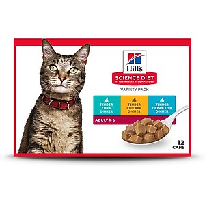 Hill's Science Diet Adult Tender Dinner Variety Pack Wet Cat Food, 5.5-oz can, case of 12