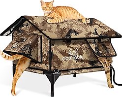 Clawsable Waterproof Polyester Outdoor Cat Shelter with Heating Pad, Desert Camo, Large