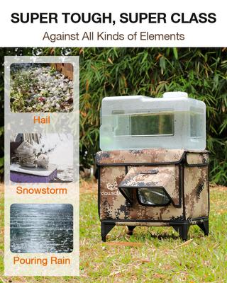 Show full view: Clawsable Elevated Polyester Outdoor Cat Shelter with Heated Pad, Desert Camo, Large slide 2 of 7