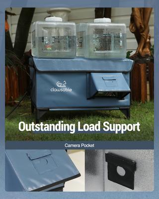 Show full view: Clawsable Polyester Outdoor Extra Warm Heated Cat House, Gray Blue, Large slide 5 of 7