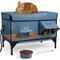 Show in main carousel: Clawsable Polyester Outdoor Extra Warm Heated Cat House, Gray Blue, Large slide 1 of 7