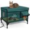 Show in main carousel: Clawsable Elevated Polyester Outdoor Cat Shelter with Heated Pad, Dark Green, Large slide 1 of 8