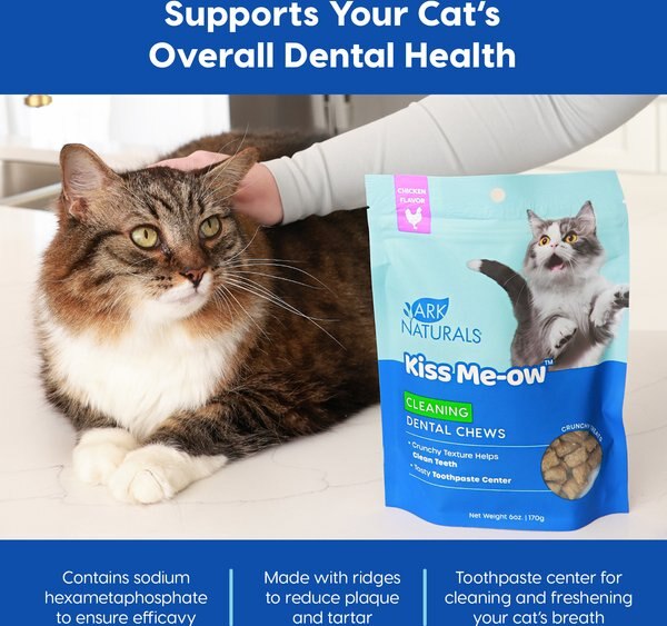 Ark Naturals Kiss Me-Ow Cleaning Chicken Dental Chews Crunchy Cat Treats