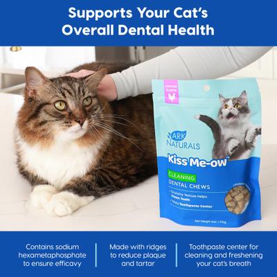 Show full view: Ark Naturals Kiss Me-Ow Cleaning Chicken Dental Chews Crunchy Cat Treats, 3-oz bag slide 5 of 6