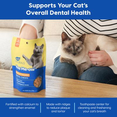 Show full view: Ark Naturals Kiss Me-Ow Strengthening Tuna Dental Chews Crunchy Cat Treats, 3-oz bag slide 5 of 5