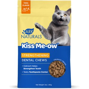 Ark Naturals Kiss Me-Ow Strengthening Tuna Dental Chews Crunchy Cat Treats, 3-oz bag