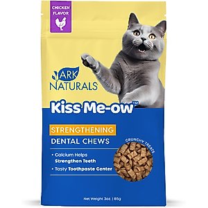 Ark Naturals Kiss Me-Ow Strengthening Chicken Dental Chews Crunchy Cat Treats, 3-oz bag