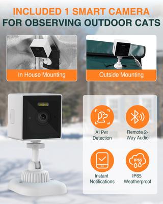 Show full view: Clawsable Polyester Outdoor Heated Cat Shelter with Night Vision, Dark Green, Large slide 6 of 6