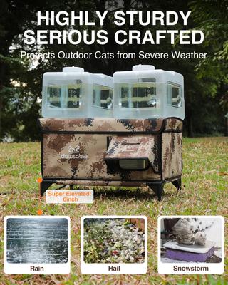 Show full view: Clawsable Polyester Outdoor Heated Cat Shelter with Night Vision, Desert Camo, Large slide 4 of 7