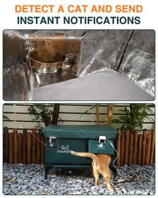 Show full view: Clawsable Polyester Outdoor Heated Cat Shelter with Night Vision, Dark Green, Large slide 5 of 6