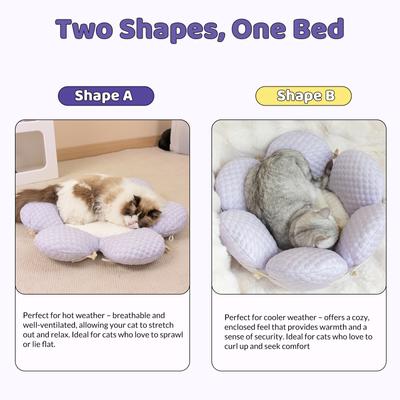 Show full view: Happy & Polly Blossom Petal Orthopedic Bolster Cat Bed, Purple slide 5 of 9