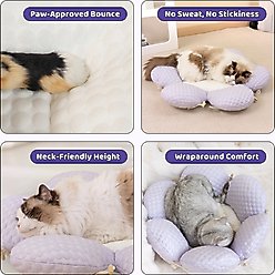 Happy & Polly Blossom Petal Orthopedic Bolster Cat Bed, Purple slide 2 of 9