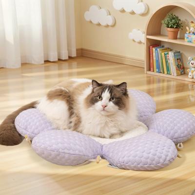 Show full view: Happy & Polly Blossom Petal Orthopedic Bolster Cat Bed, Purple slide 4 of 9