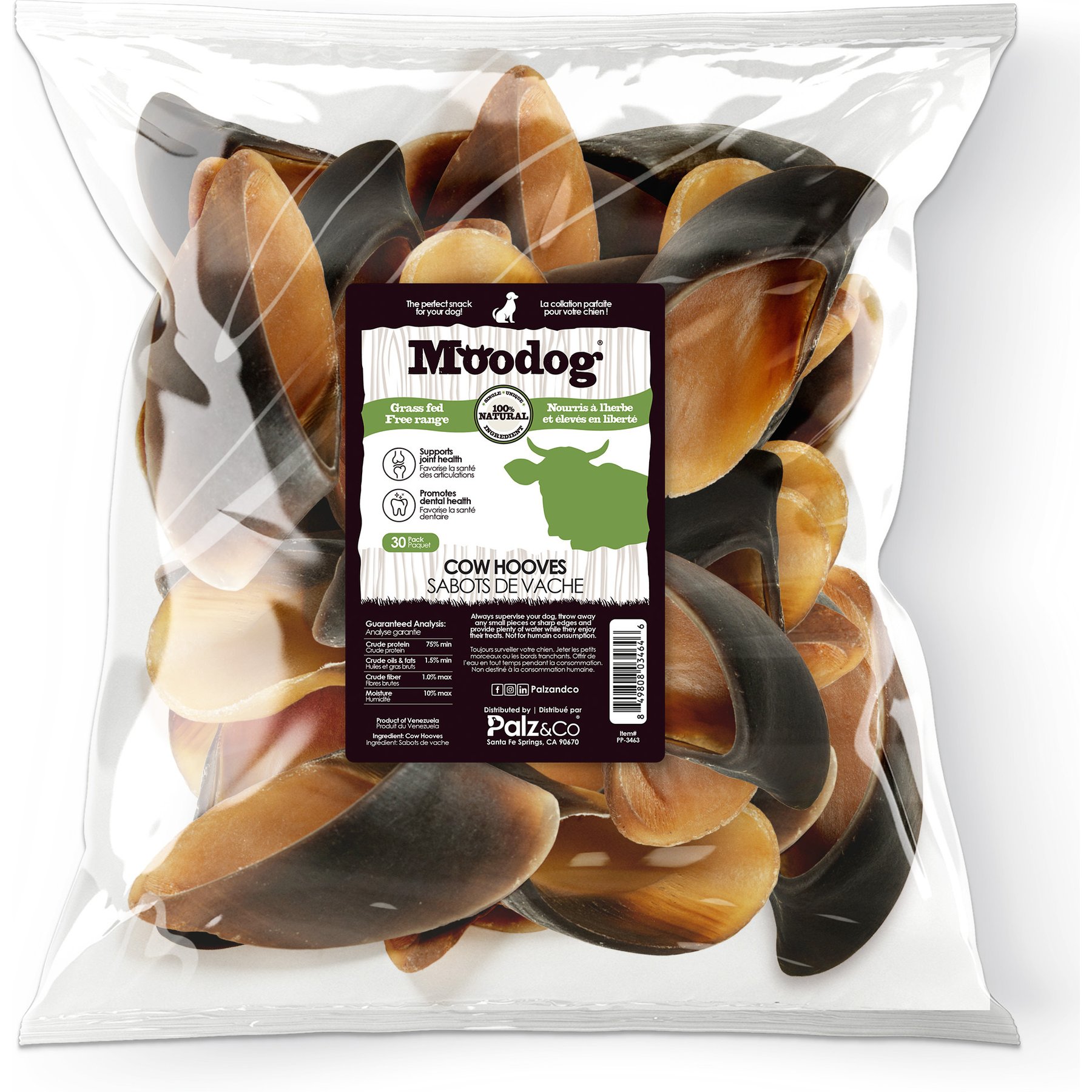Palz&Co Moodog Cow Hooves Dog Treats, 30 count