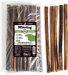 Palz&Co Moodog 12-inch Beef Thick Bully Sticks Dog Treats, 25 count