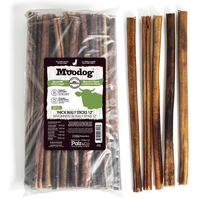 Palz&Co Palz&Co Moodog 12-inch Beef Thick Bully Sticks Dog Treats, 25 count