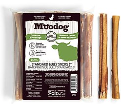 Palz&Co Moodog 6-inch Beef Standard Bully Sticks Dog Treats, 25 count