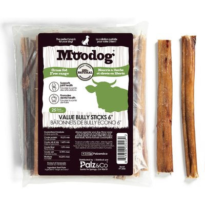 Palz&Co Palz&Co Moodog 6-inch Beef Value Bully Sticks Dog Treats, 25 count