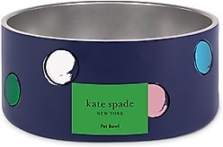 Kate Spade New York Watercolor Dot Stainless Steel Dog Bowl, 4-cup
