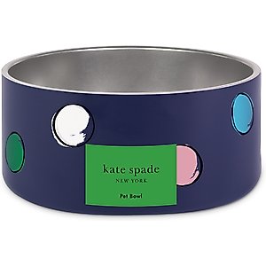 Kate Spade New York Watercolor Dot Stainless Steel Dog Bowl, 4-cup