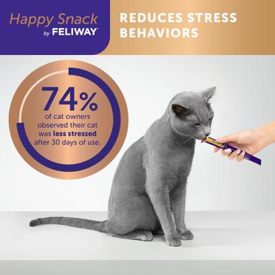 Show full view: Feliway Happy Snack Chicken Puree Lickable Cat Treats, 0.5-oz tubes, 12 count slide 7 of 11