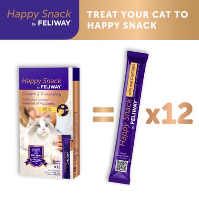 Show full view: Feliway Happy Snack Chicken Puree Lickable Cat Treats, 0.5-oz tubes, 12 count slide 9 of 11