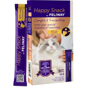 Feliway Happy Snack Chicken Puree Lickable Cat Treats, 0.5-oz tubes, 12 count