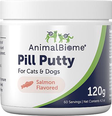 Show full view: AnimalBiome Salmon Hydrolyzed-Protein Pill Putty Dog & Cat Treats, 4.2-oz tub slide 3 of 6
