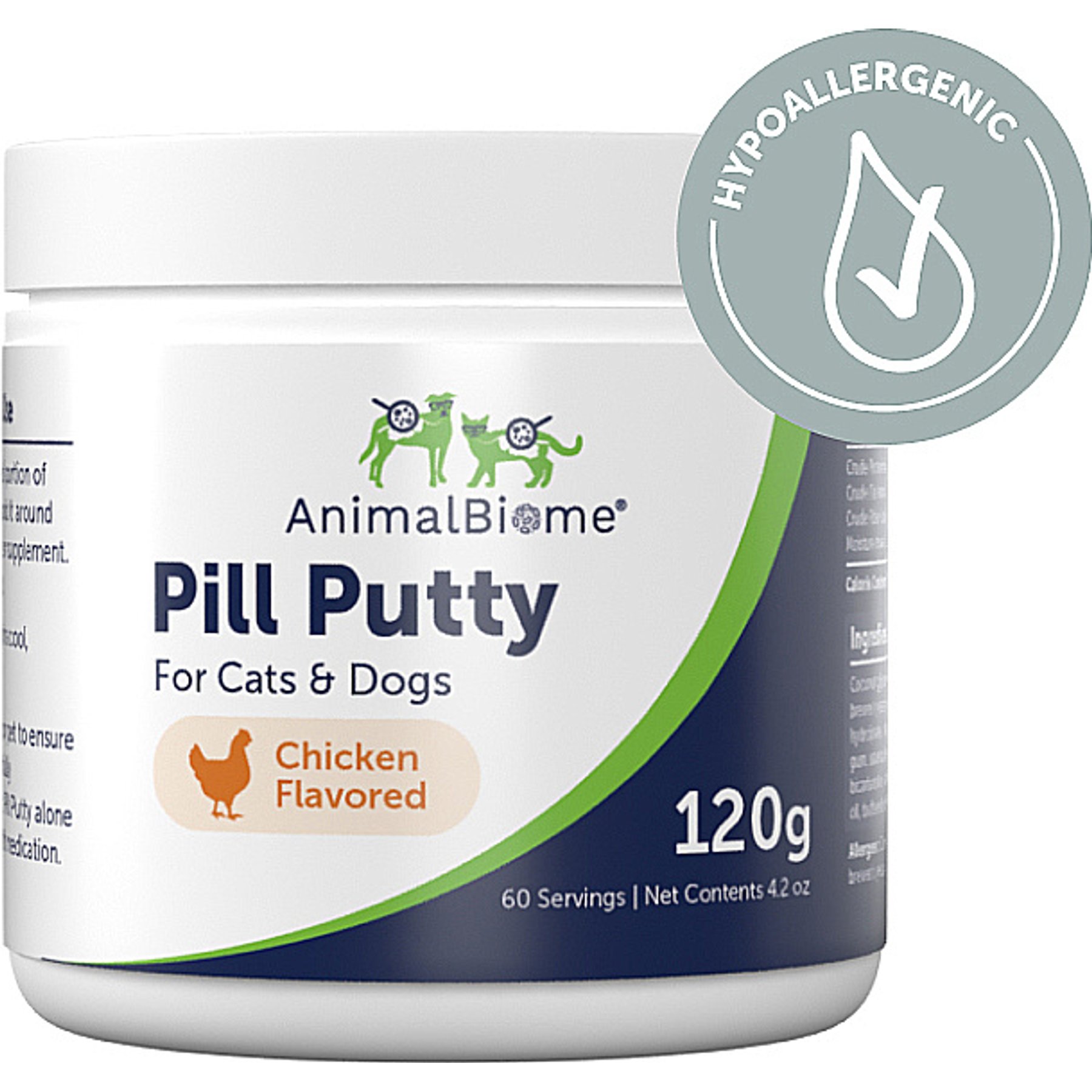 AnimalBiome Chicken Hydrolyzed-Protein Pill Putty Dog & Cat Treats, 4.2-oz jar