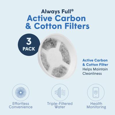 Show full view: Always Full Dog Water Bowl Replacement Active Carbon/Cotton Filter, 3 count slide 2 of 8