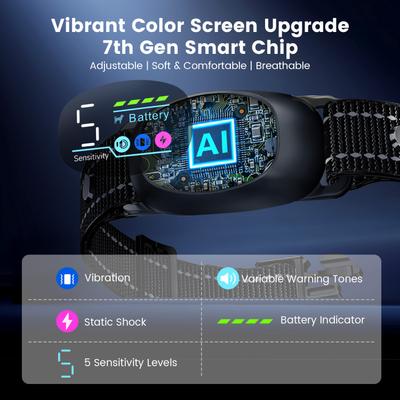 Show full view: PetNF Rechargeable Waterproof Anti-Bark Dog Collar, Black slide 2 of 8