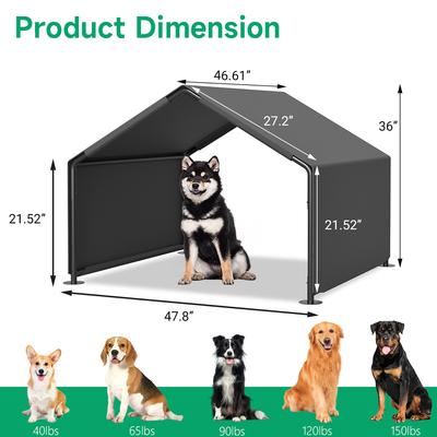 Show full view: Yafylly Outdoor Dog Tent with UV Protection & Waterproof Cover, Gray, Medium slide 5 of 9