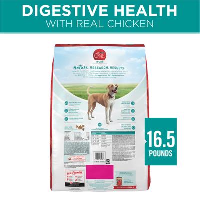Show full view: Purina ONE +Plus Adult Digestive Health Formula Dry Dog Food, 16.5-lb bag slide 3 of 12