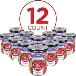 Purina ONE +Plus Adult Classic Ground Vibrant Maturity Senior Adult 7+ Turkey & Barley Entree Canned Dog Food, 13-oz, case of 12 slide 2 of 9