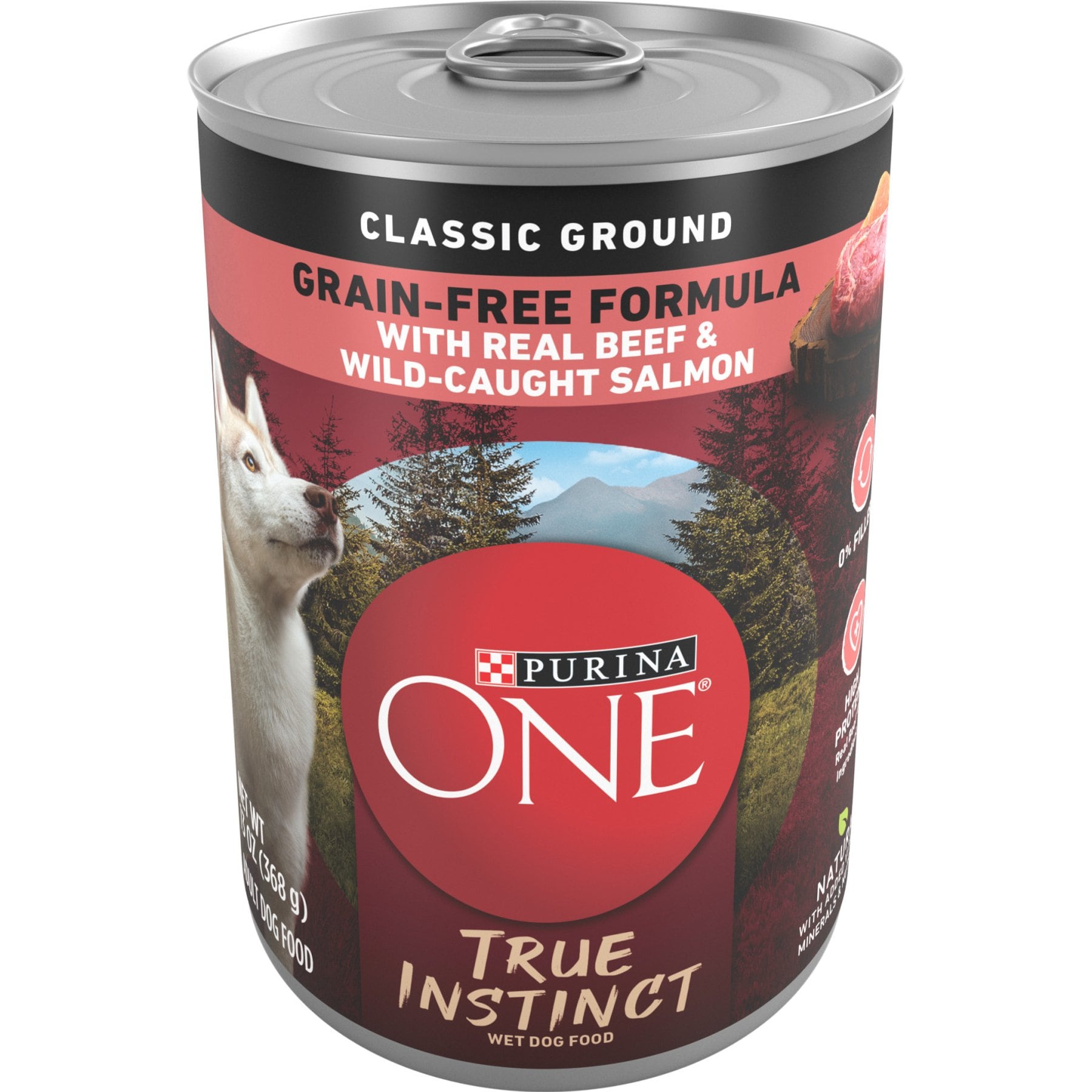 Purina ONE SmartBlend True Instinct Classic Ground with Real Beef & Wild-Caught Salmon Dog Food, 13-oz can, bundle of 24
