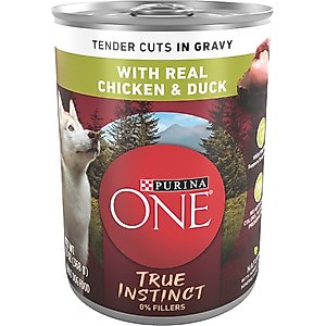 Purina ONE SmartBlend True Instinct Tender Cuts in Gravy with Real Chicken & Duck Canned Dog Food, 13-oz, case of 12