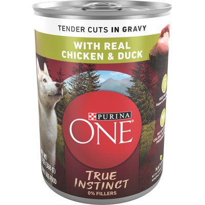 Purina ONE Purina ONE SmartBlend True Instinct Tender Cuts in Gravy with Real Chicken & Duck Canned Dog Food, 13-oz can, case of 4
