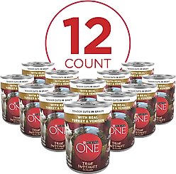 Purina ONE SmartBlend True Instinct Tender Cuts in Gravy with Real Turkey & Venison Canned Dog Food, 13-oz, case of 12 slide 2 of 9