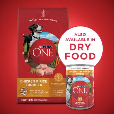 Show full view: Purina ONE SmartBlend Tender Cuts in Gravy Chicken & Brown Rice Entree Adult Canned Dog Food, 13-oz, case of 12 slide 9 of 12