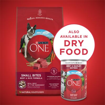 Show full view: Purina ONE SmartBlend Tender Cuts in Gravy Beef & Barley Entree Adult Canned Dog Food, 13-oz, case of 12 slide 9 of 11