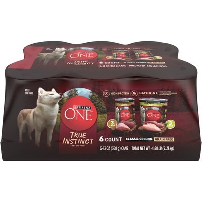 Purina ONE Purina ONE SmartBlend True Instinct Classic Ground Grain-Free Variety Pack Canned Dog Food, 13-oz can, case of 12