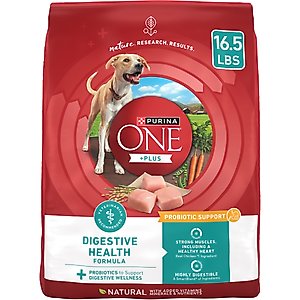 Purina ONE +Plus Adult Digestive Health Formula Dry Dog Food, 16.5-lb bag