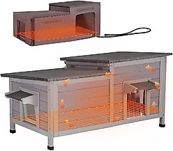 Aivituvin Insulated Wooden Indoor & Outdoor Heated Cat House, Grey