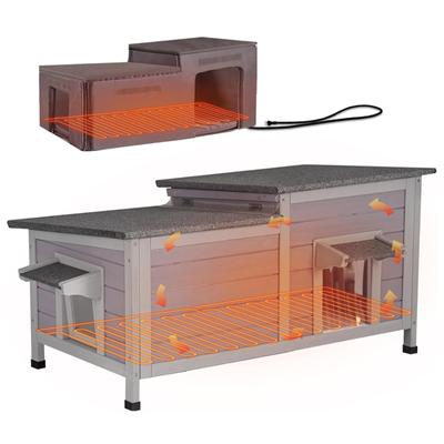 Show full view: Aivituvin Insulated Wooden Indoor & Outdoor Heated Cat House, Grey slide 1 of 8