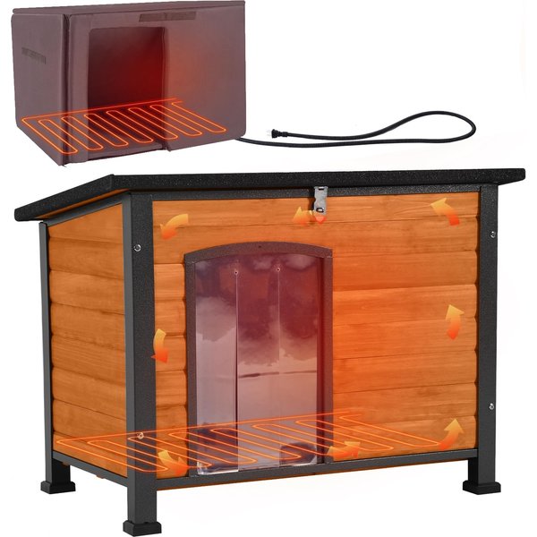 Aivituvin Wooden Outdoor Heated Dog House