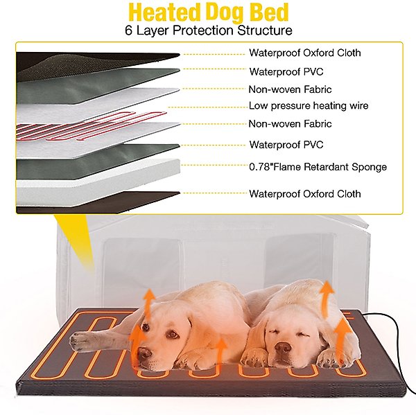 Show full view: Aivituvin AIR88 Heated Waterproof Wooden Dog House, Brown, Large slide 4 of 7