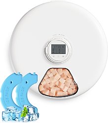 PATPET Cordless 24 Hour Ice Fresh 6 Meals for Dry & Wet Food Timed Automatic Dog & Cat Feeder, White