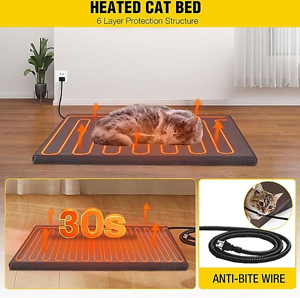 Show full view: Aivituvin Wooden Indoor & Outdoor Heated Cat House, Grey slide 2 of 8