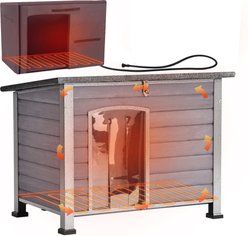 Aivituvin Wooden Outdoor Heated Dog House, Grey, Medium slide 1 of 7